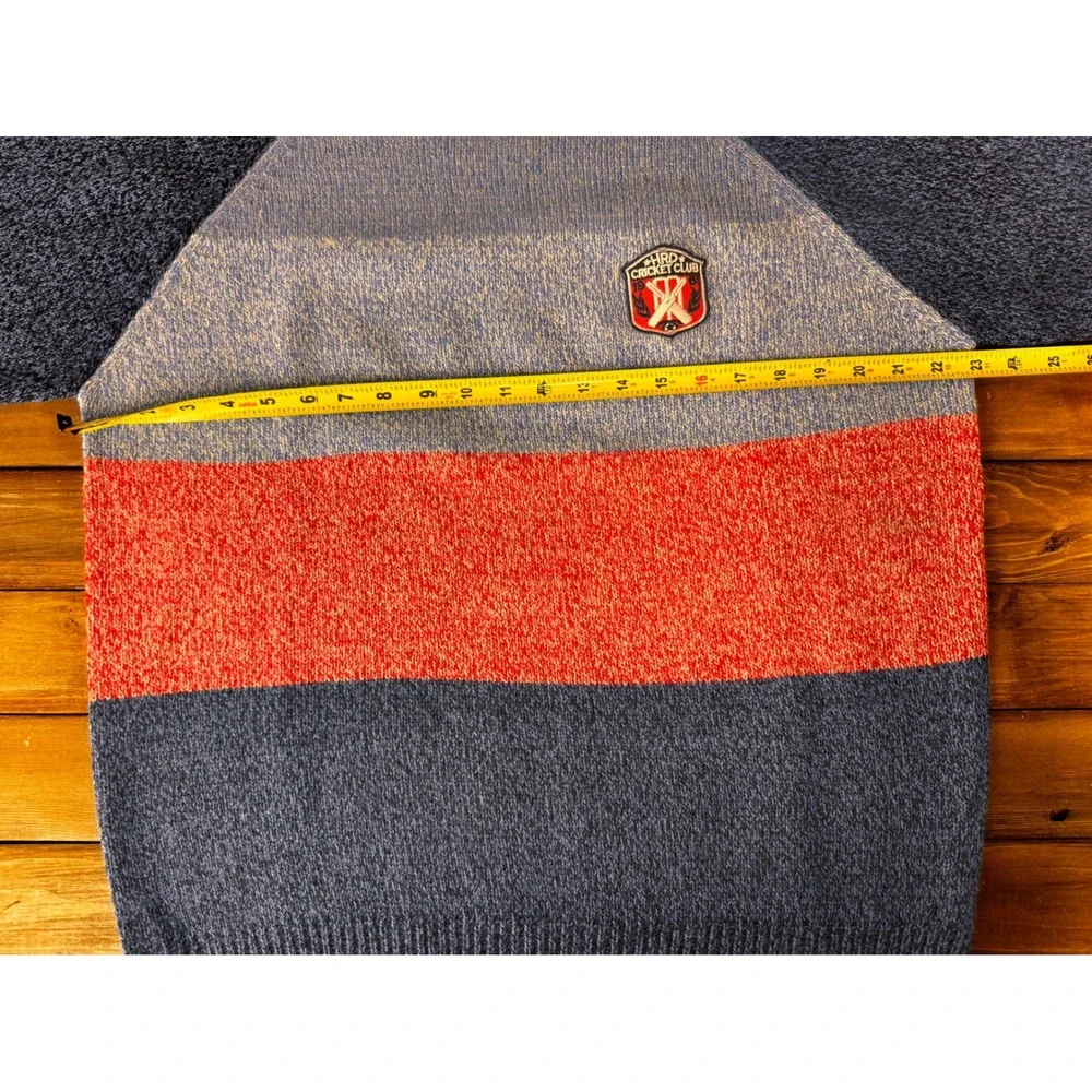 HEROD CRICKET CLUB Sweater Mens‎ XL Blue Red Stripe Raglan Crew Neck Knit